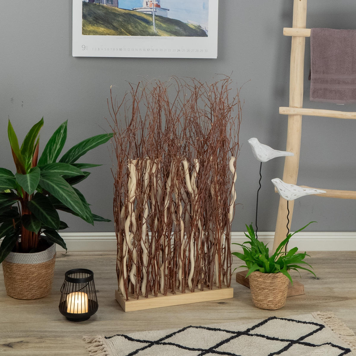 RAUMTEILER TWIGS 78x40 cm, Weidenholz-Zweige braun-beige - Naturfarben, Naturmaterialien (40/78cm) - DESIGN DELIGHTS
