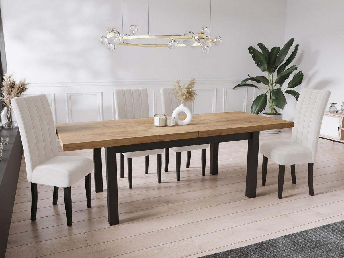 ESSTISCH Gemini rechteckig ausziehbar, Wotan Eiche 200-300/100/78 cm - Eiche Wotan/Schwarz, Holz/Holzwerkstoff (200/100/78cm) - WFL GROUP
