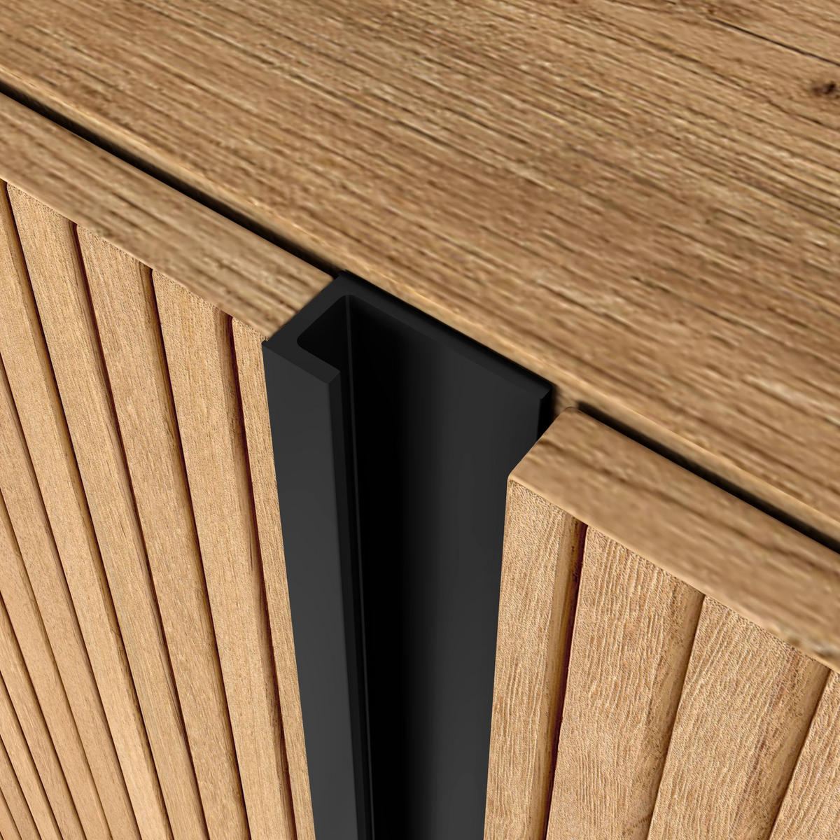 LOWBOARD, Eiche und Schwarz, 212/35/50cm, Elektrokamin XXL, Led - Eichefarben, Holzwerkstoff (212/50/35cm) - Skraut Home
