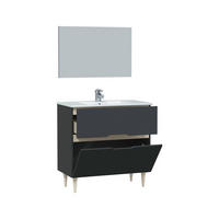 BADEZIMMERMÖBEL Anthrazit, Eiche 45/80/80 cm - Schwarz, Holzwerkstoff (80/80/45cm) - DMORA
