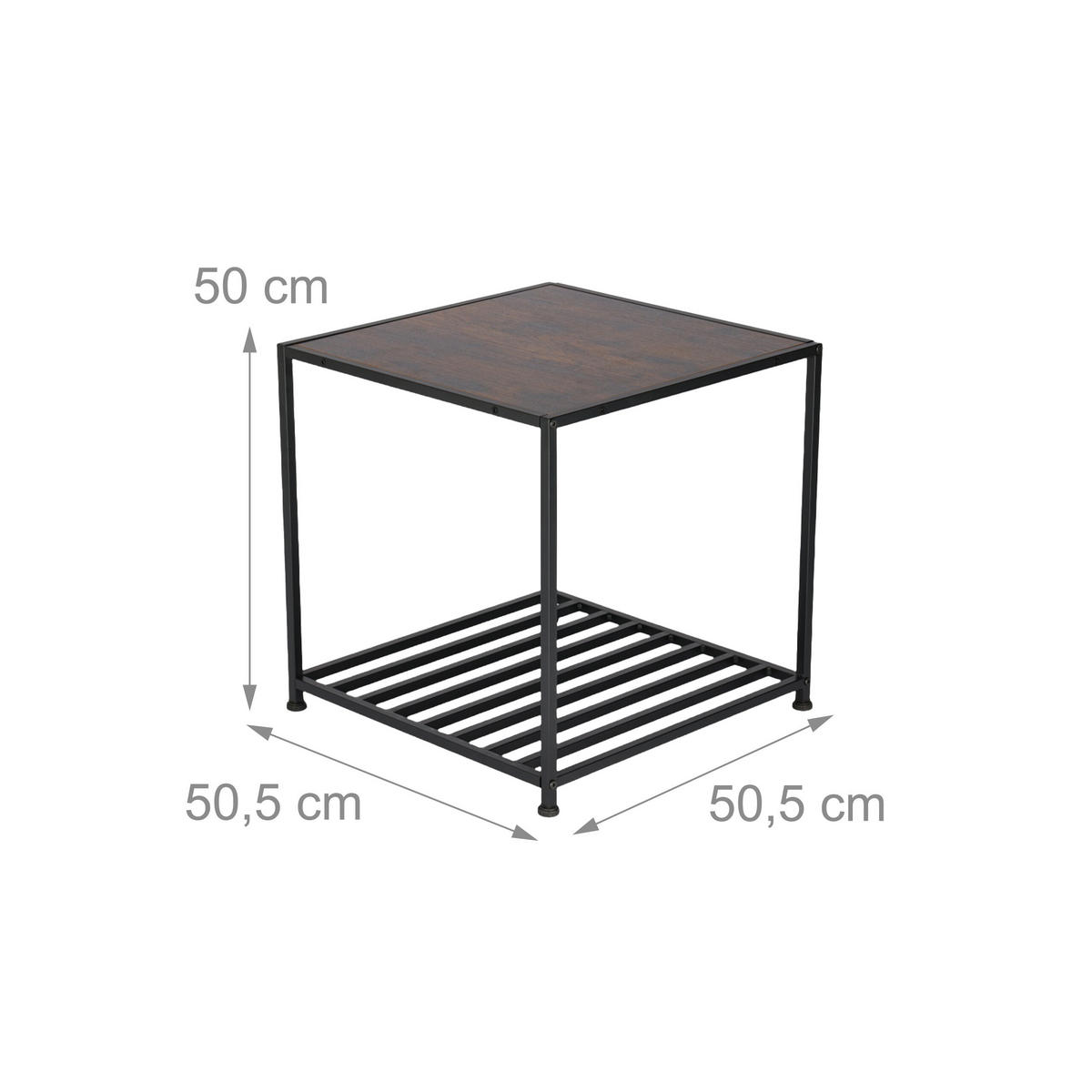 BEISTELLTISCH - Anthrazit, Holzwerkstoff/Metall (50.5/50.5/50cm) - Relaxdays