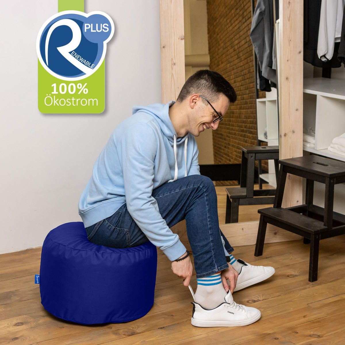 SITZPOUF L königsblau - Blau/Dunkelblau, Textil (500/300/500cm) - Bruni