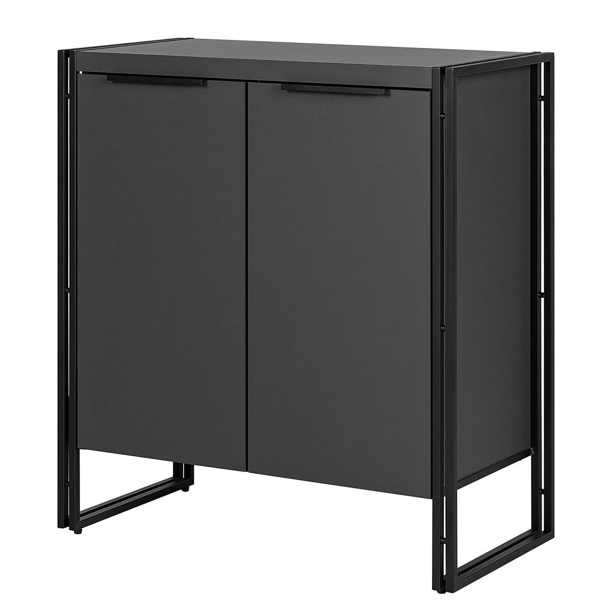 KOMMODE mit 2 Türen - Graphitfarben, Holzwerkstoff (80/90/39cm) - home24