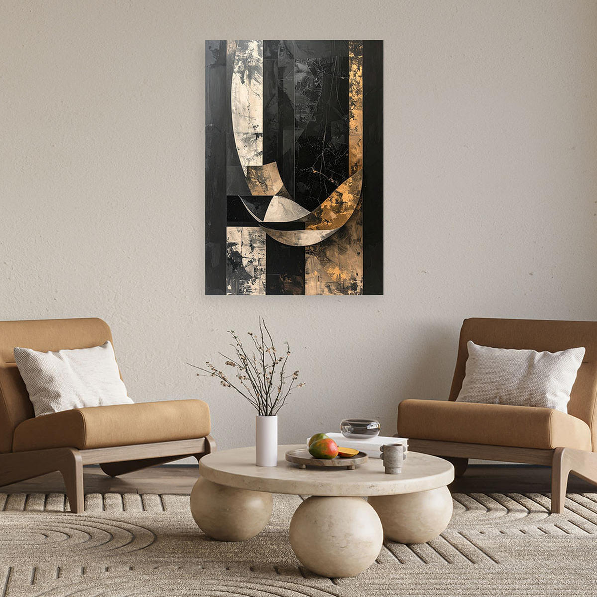 LEINWANDBILD Abstraktion 80x120cm - Schwarz, Textil (80/120cm) - Feeby