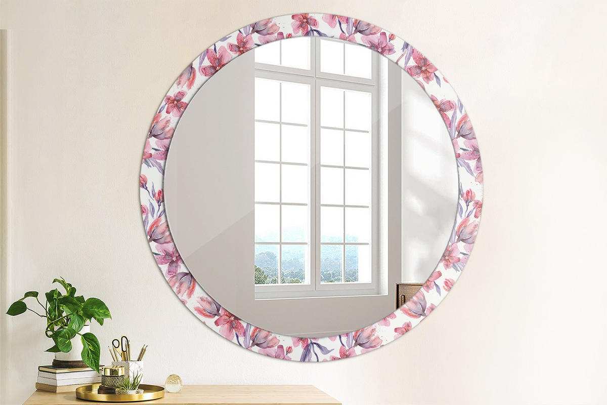 SPIEGEL Rund Ø 100 cm mit Aufdruck - Pink, Glas (100/100/0.4cm) - Wallfluent