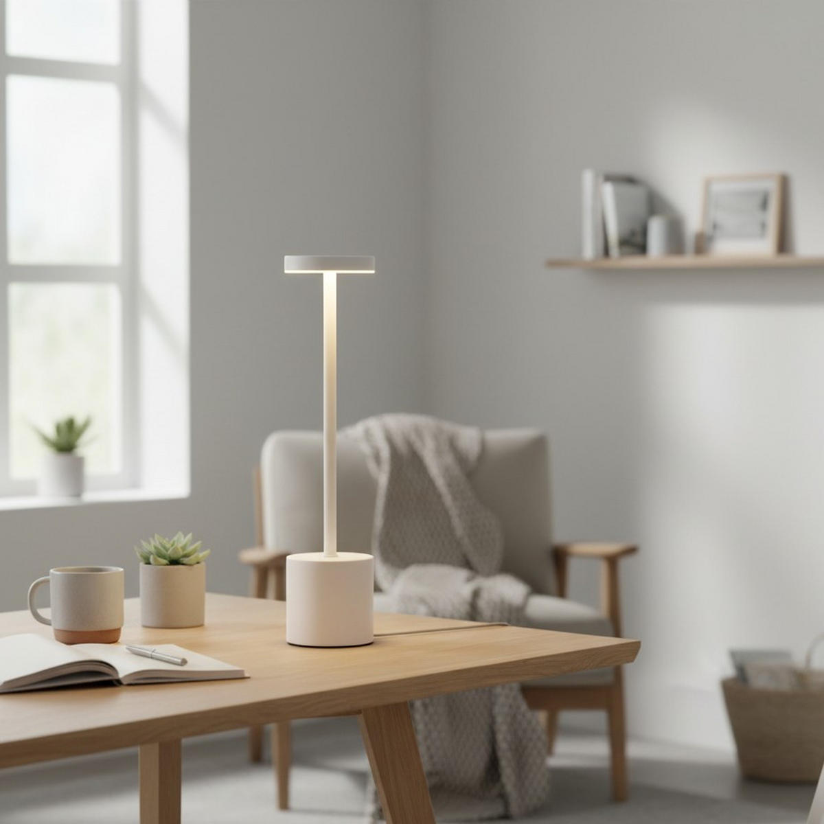 LED-TISCHLAMPE Metall 34 cm - Beige, Metall (8/8/34.2cm) - Home Styling Collection