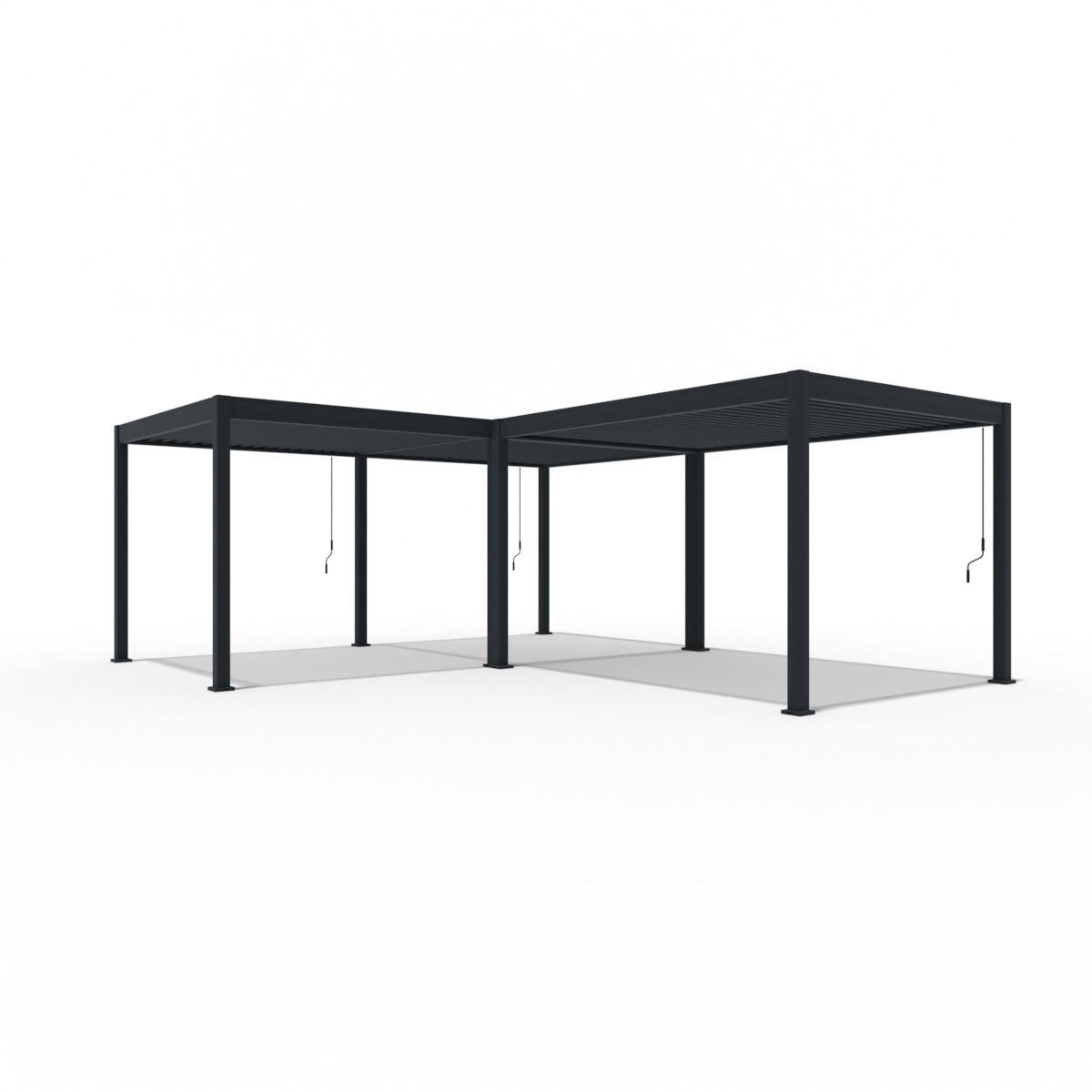 PERGOLA Deluxe Pavillon Terrassenüberdachung Aluminium 6 x 7 m + Verbindung 3 m - Anthrazit, Metall (600/255/700cm) - WEIDE