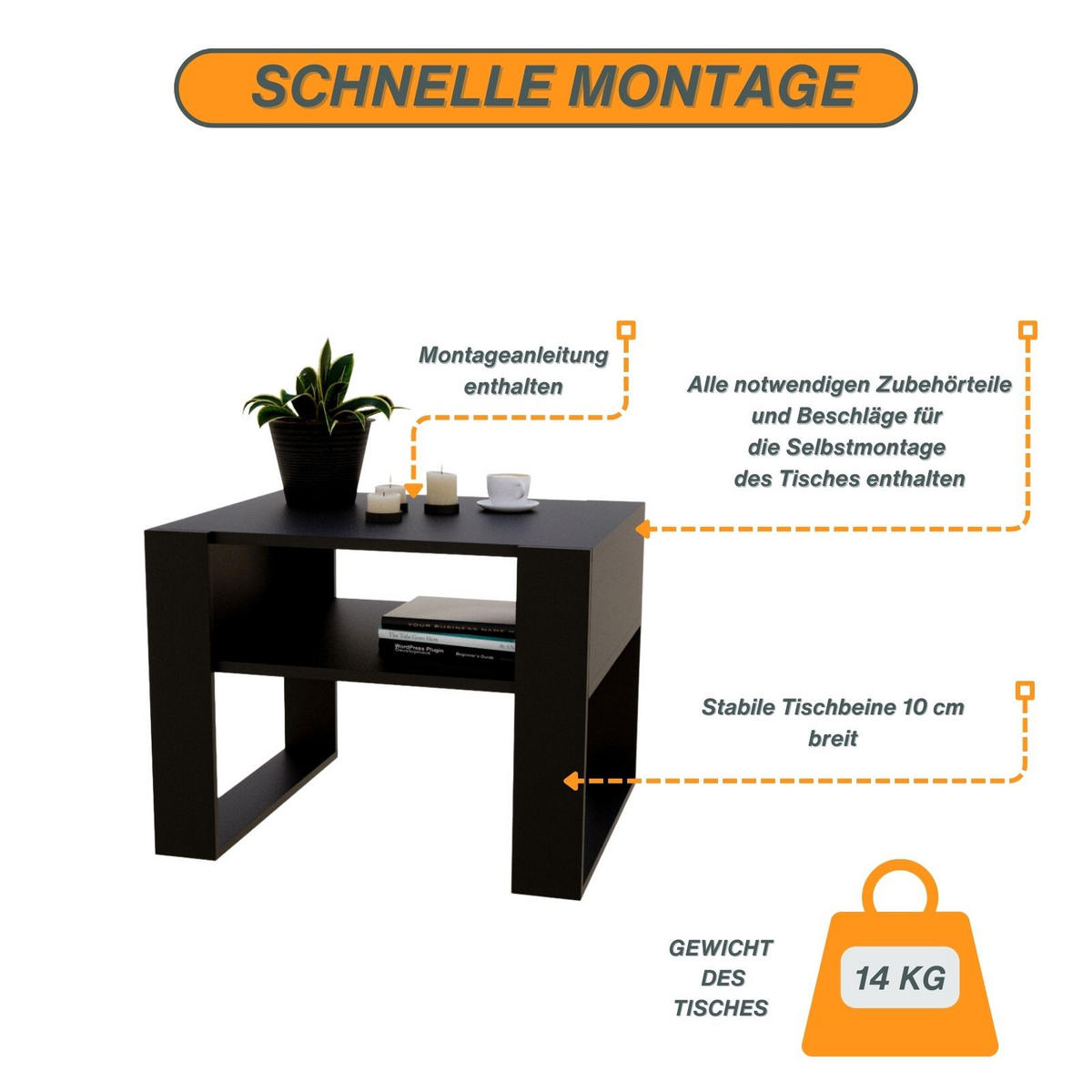 COUCHTISCH Karo65 65/45/53,6 - Schwarz, Holzwerkstoff (53/65/45cm) - RAUMHIRSCH FURNITURE