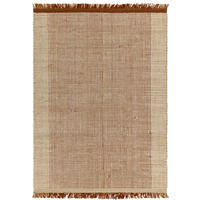 TEPPICH Wolle handgewebt mit Korbmuster Fransen PISA, Terrakotta 120x170 cm - Terra cotta, Textil (120/170cm) - KADIMA DESIGN
