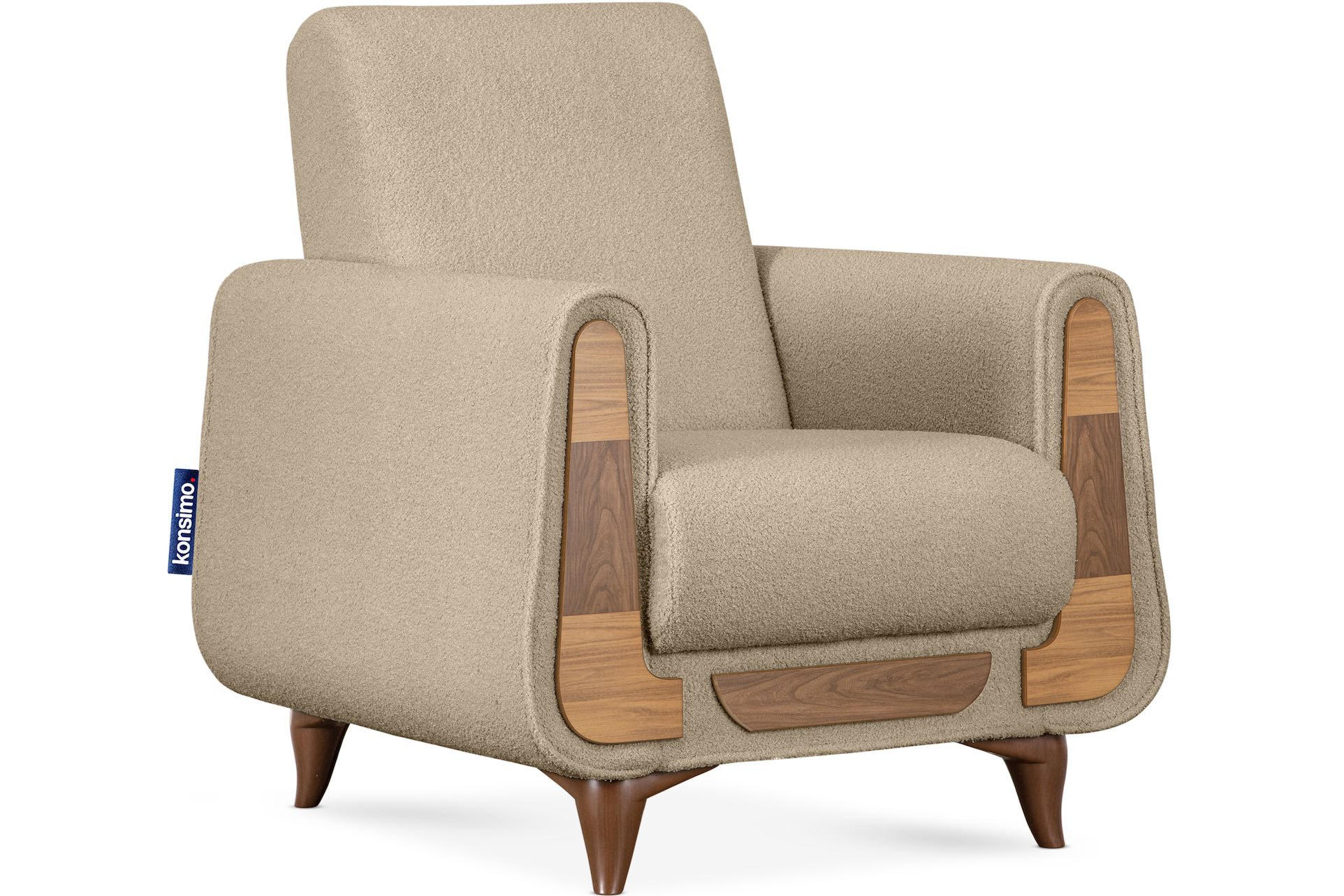 SESSEL GUSTAVO mit Armlehnen, hellbeige - Beige/Braun, Holz/Holzwerkstoff (83/95/92cm) - KONSIMO®