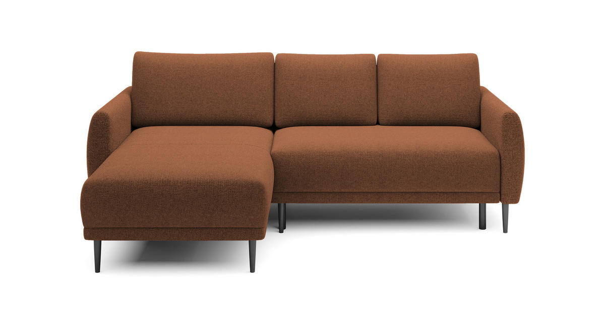 ECKSOFA BONO Stilvolles Sofa mit Schlaffunktion, Robuste Holzfüße, Elegante Armlehnen, Tiefe Sitzfläche 226x164x88cm, Linke, Braun - Braun, Holz/Textil (164/226cm) - DomoHome