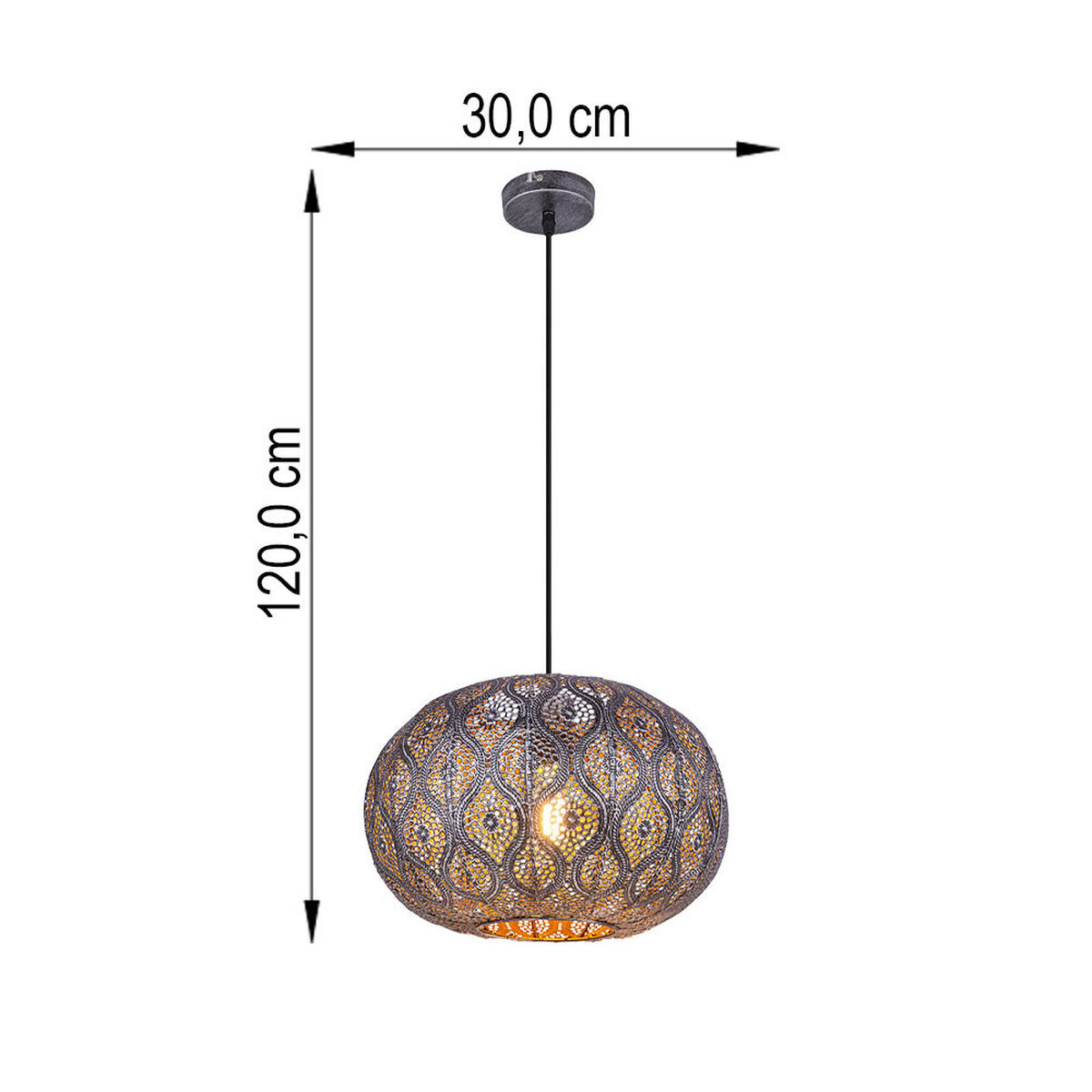 LED HÄNGELEUCHTE Metall Silber - Schwarz, Metall (30/30/120cm) - Globo Lighting