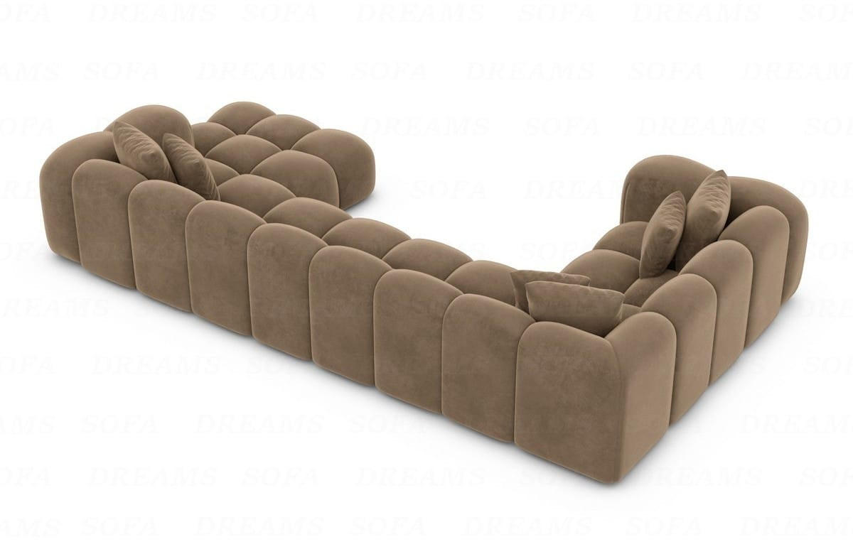 WOHNLANDSCHAFT Cloud Braun Samtstoff - Braun, Kunststoff (314/72/184cm)