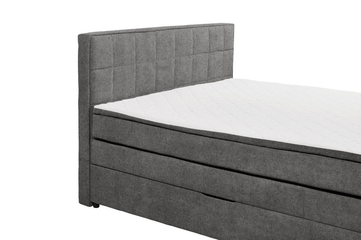 BOXSPRINGBETT 180x200 mit Bettkasten, Komfort-Topper & 7-Zonen-Tonnentaschen-Federkernmatratze - Anthrazit/Schwarz, Holz/Kunststoff (180/200cm) - ed exciting design