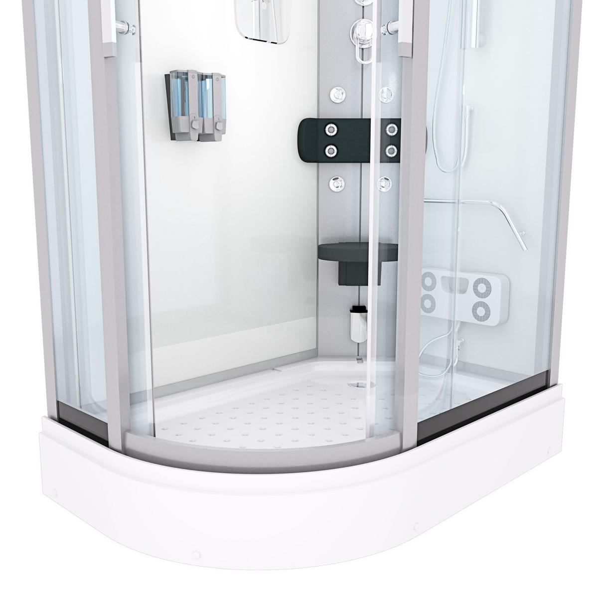 DUSCHE Dampfdusche D60-70T2L-EC Weiß 120x80 - Weiß, Glas/Kunststoff (120/80/215cm) - AcquaVapore by Sandra Jentho