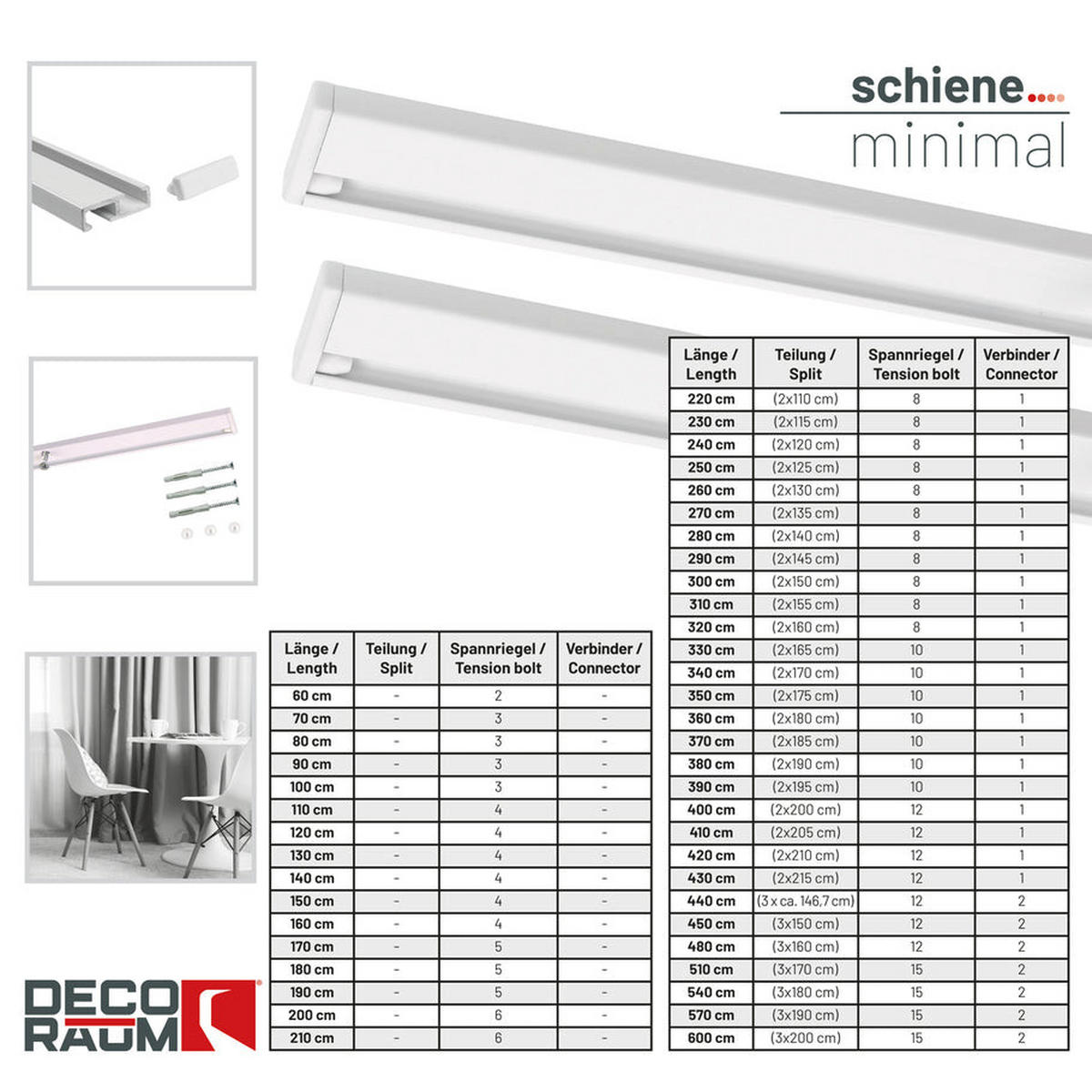 GARDINENSCHIENE auf Maß 1-lauf Deckenmontage Minimal 230cm - Weiß, Metall (230cm) - Deco-Raum