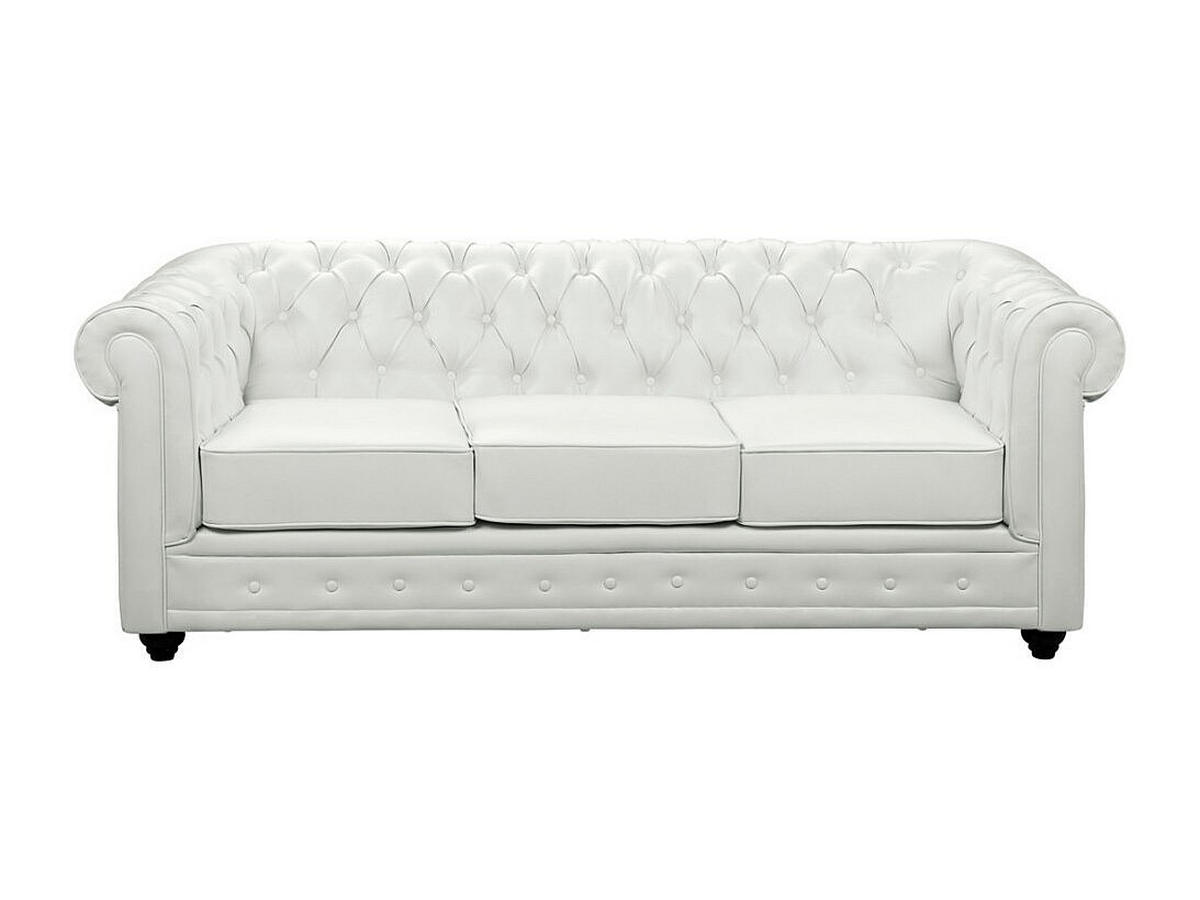 SOFA 3-Sitzer und 2 Sessel - Kunstleder - Weiß - CHESTERFIELD - Weiß, Leder (205/72/88cm) - Vente-Unique