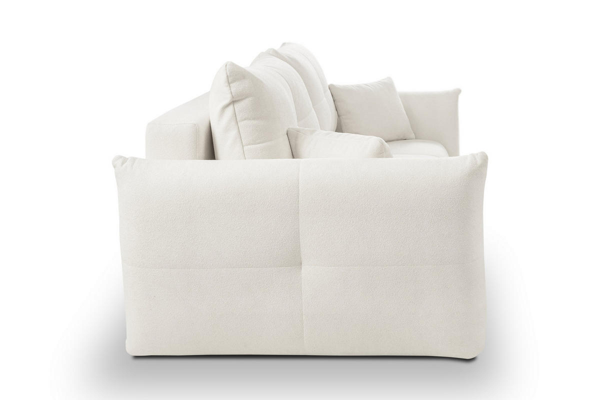 BETTSOFA MODA Creme Geflochtener Stoff mit Schlaffunktion - Creme, Holz (245/86/110cm) - MASSENO