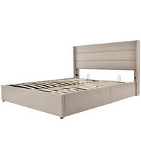 POLSTERBETT 160/200 cm Beiges Leinen mit Bettkasten - Beige, Textil (160/200cm) - Oxeza