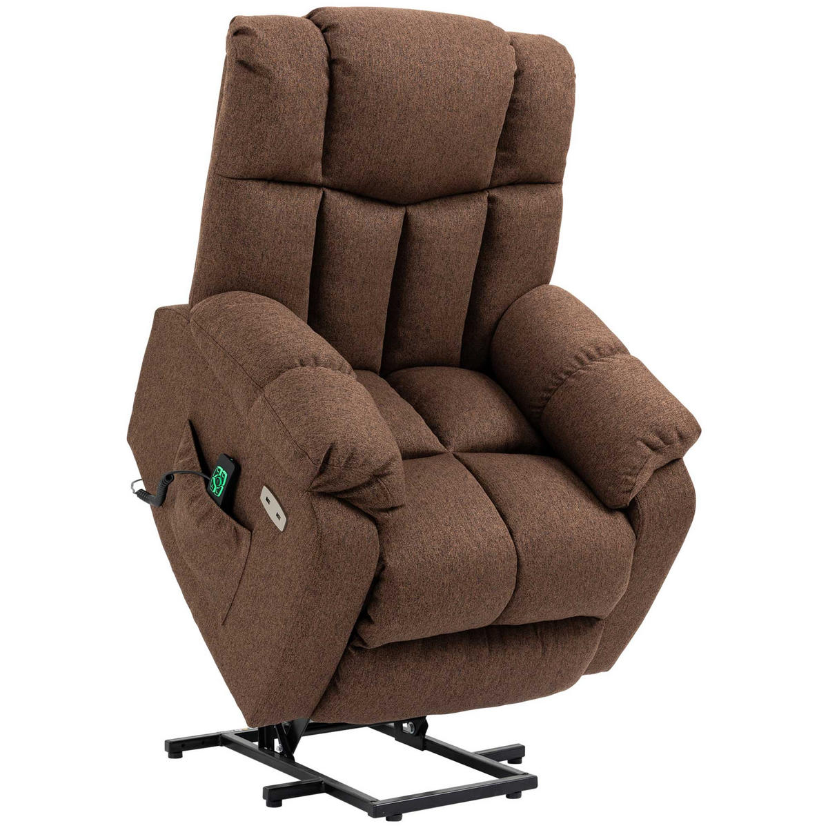 AUFSTEHSESSEL DE-06446 Mit Liegefunktion, 145° neigbar, Taschenfederkern, USB Braun - Braun, Textil/Metall (95/107/92cm) - ComfortXL