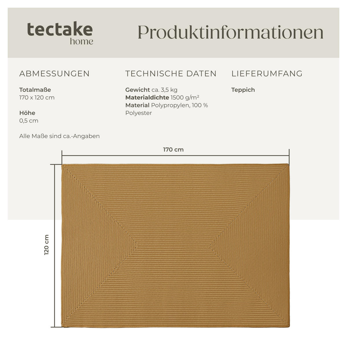 GEFLOCHTENER-TEPPICH Raya,strapazierfähig und pflegeleicht,braun - Braun, Textil (120/170cm) - tectake