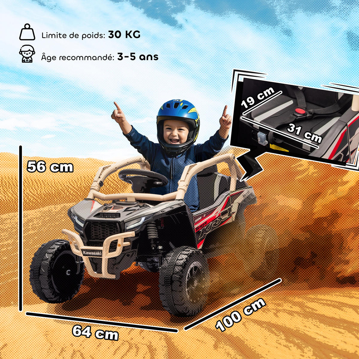 ELEKTRO-UTV DE-13122 2,4G Fernbedienung Gelb - Gelb, Kunststoff (100/64/56cm) - ComfortXL