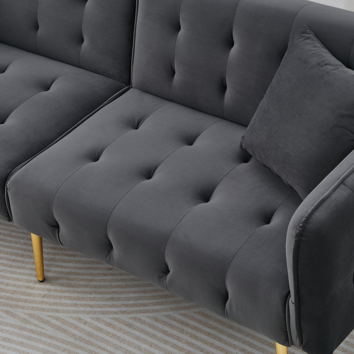 2-SITZER SCHLAFSOFA Samt Antikgrau mit verstellbarer Rückenlehne und Armlehnen - Grau, Textil/Metall (178/70/82cm) - WISHDOR