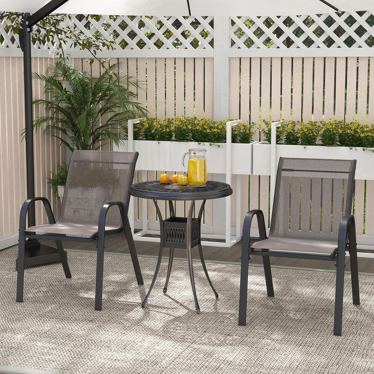 GARTENSTÜHLE Grau(2er-Set) - Grau, Metall (70/84/56cm) - COSTWAY