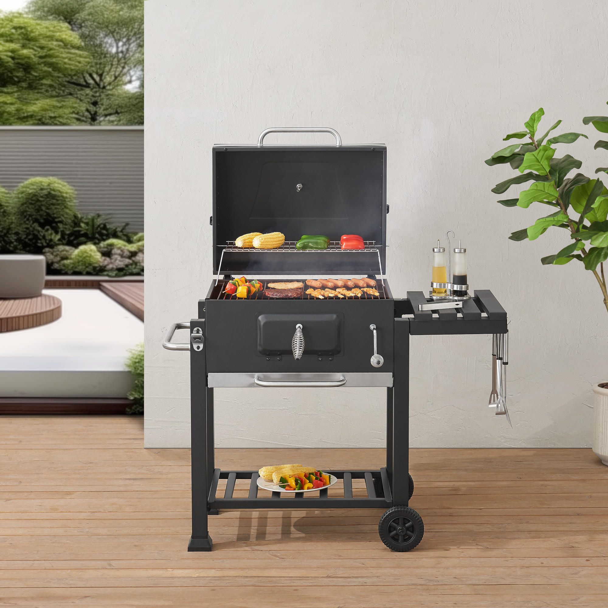 GRILLWAGEN Arnad - Schwarz, Metall (114/105/47.5cm) - casa.pro