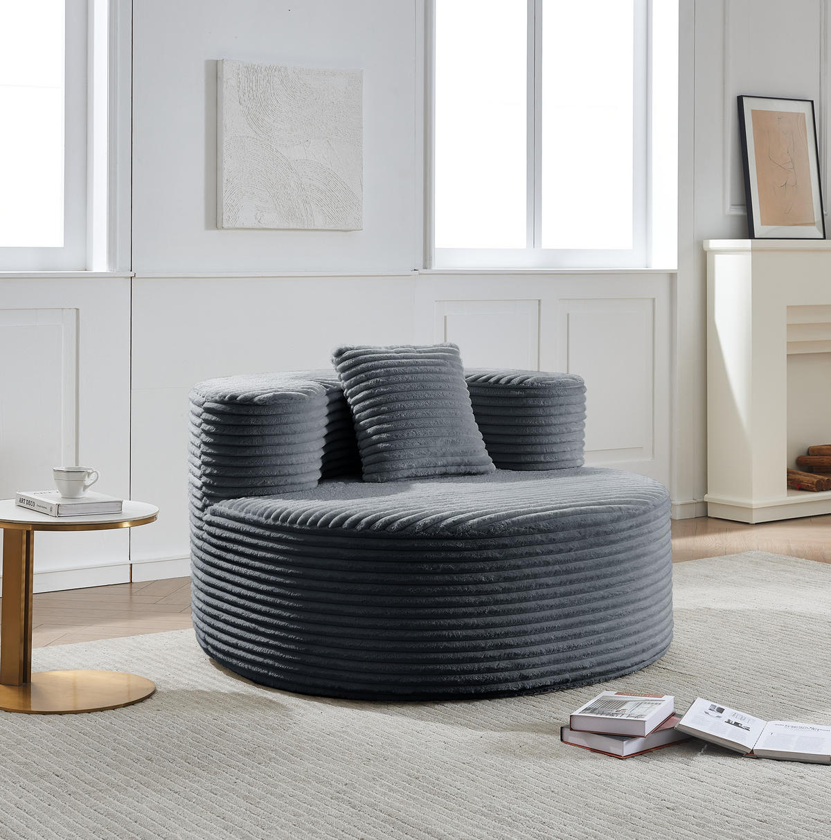 SESSEL aus Kordstoff 112 x 105 x 59 cm Dunkelgrau - Dunkelgrau, Kunststoff (105/59/112cm) - Beauniv