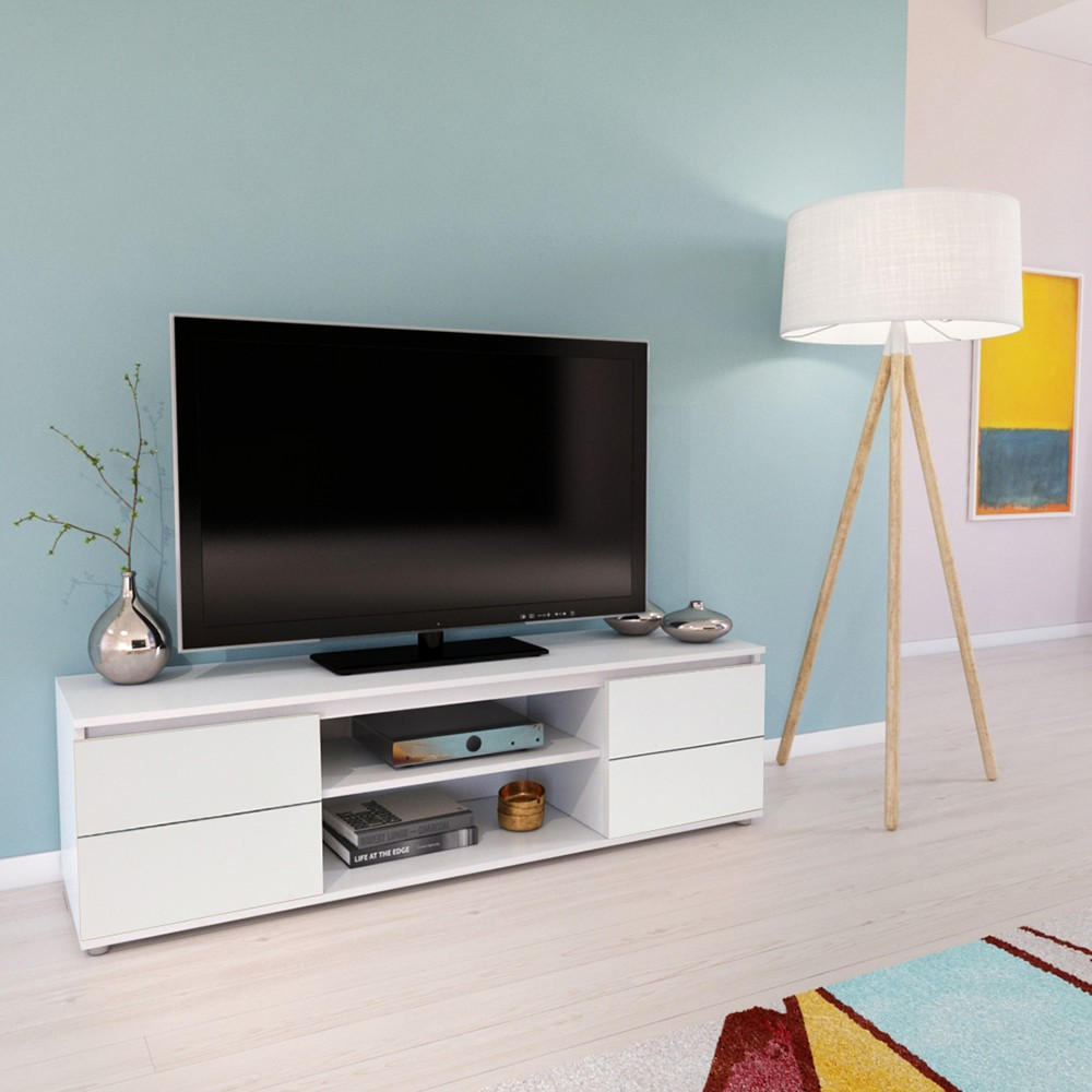 LOWBOARD COMO / TV-Möbel 140cm mit 2 Türen + 1 Nische - Weiß - Weiß, Holzwerkstoff (140/40/38cm) - Weber Industries