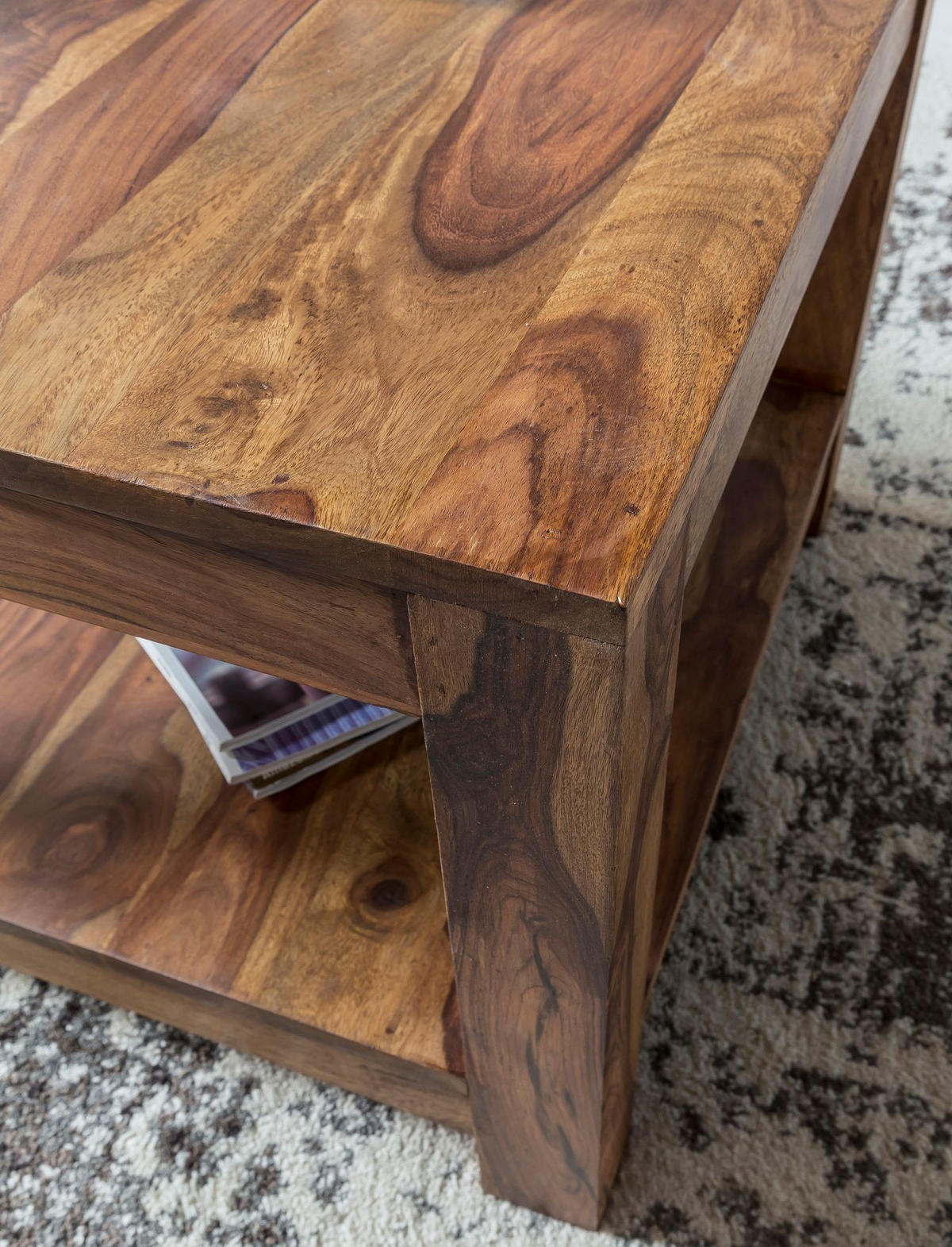 COUCHTISCH Massivholz im Landhausstil mit Ablagefach und pflegeleichter Oberfläche, Braun 60x60x45 cm - Braun, Holz (60/60/45cm) - KADIMA DESIGN