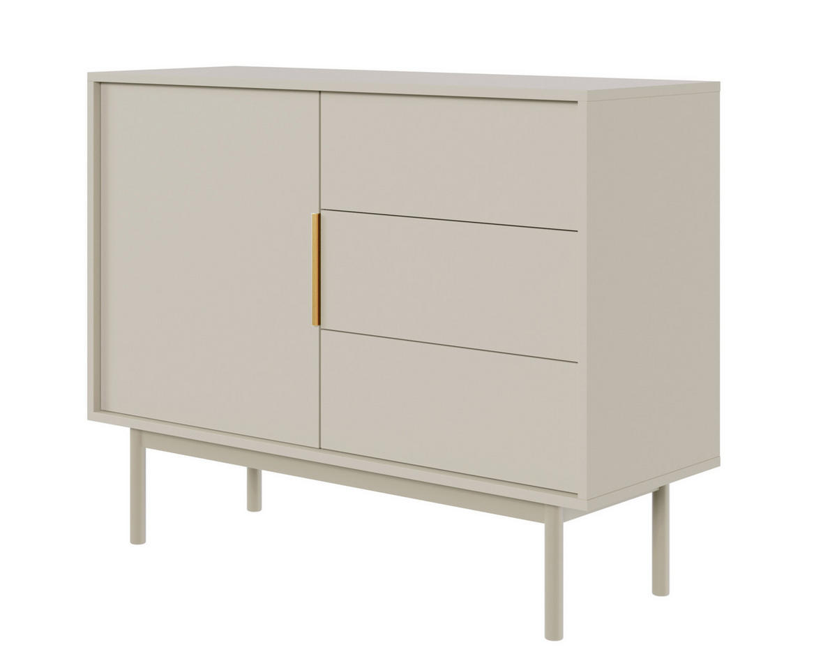 SIDEBOARD Viviaro Graubeige 104 cm - Greige/Goldfarben, Holz/Holzwerkstoff (104/82/39cm) - Selsey