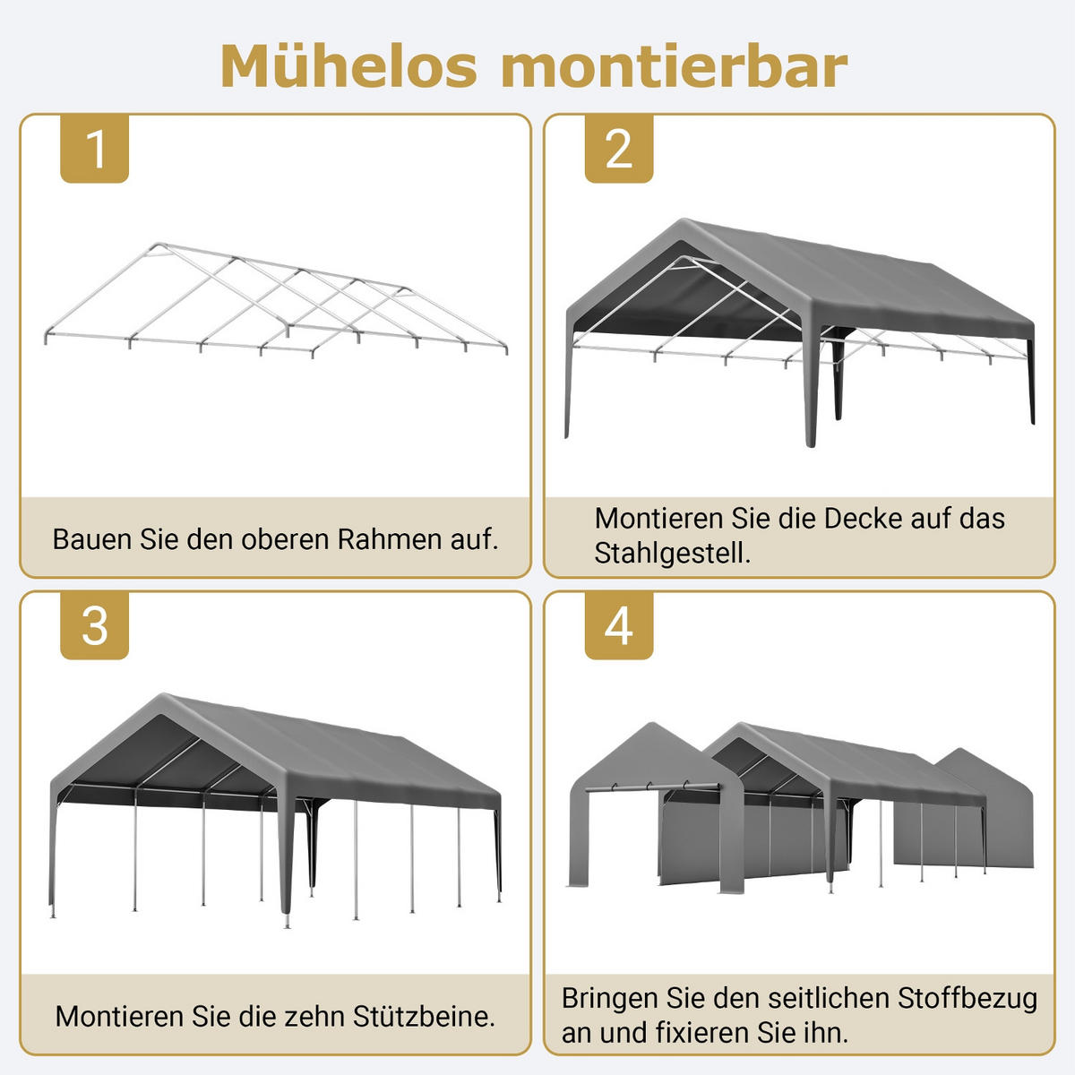 GERÄTEHAUS 765/400/311 cm Grau mit Rollup-Fenster - Grau, Metall (400/311/765cm) - Oxeza