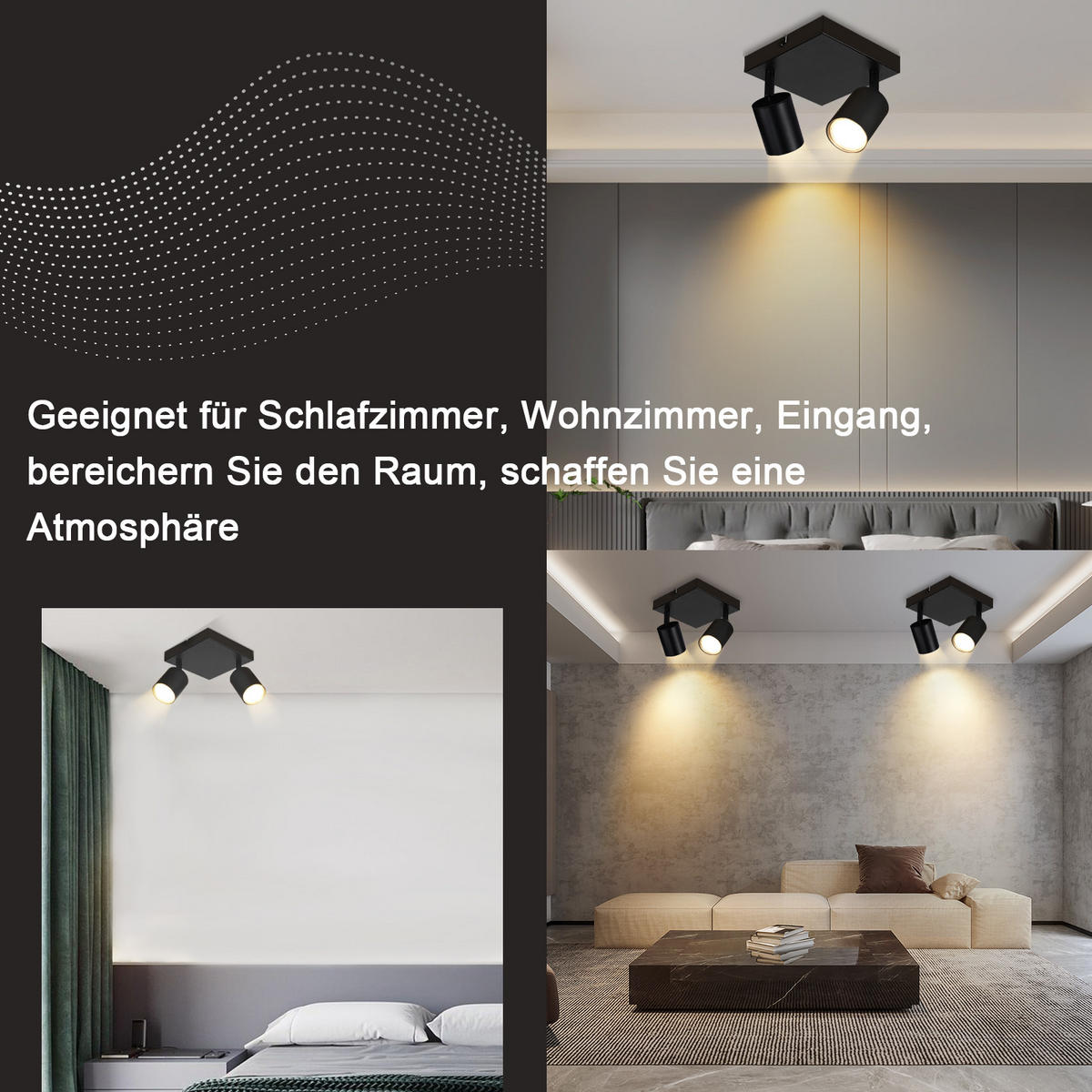 STRAHLER Beeskow 2-flammig 15/15/14.4 cm - Schwarz, Metall (15/15/14.4cm) - Nettlife