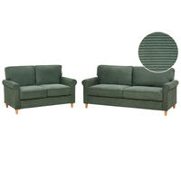 5-SITZER-SOFA SET Cord dunkelgrün Ronneby - Hellbraun/Grün, Textil (78/78/190cm) - Beliani
