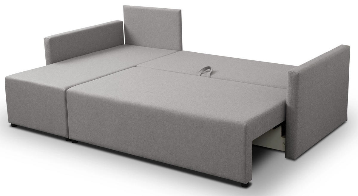 ECKSOFA Solid mit Schlaffunktion und Bettkasten - Grau, Holz/Holzwerkstoff (217/138cm) - Ravio