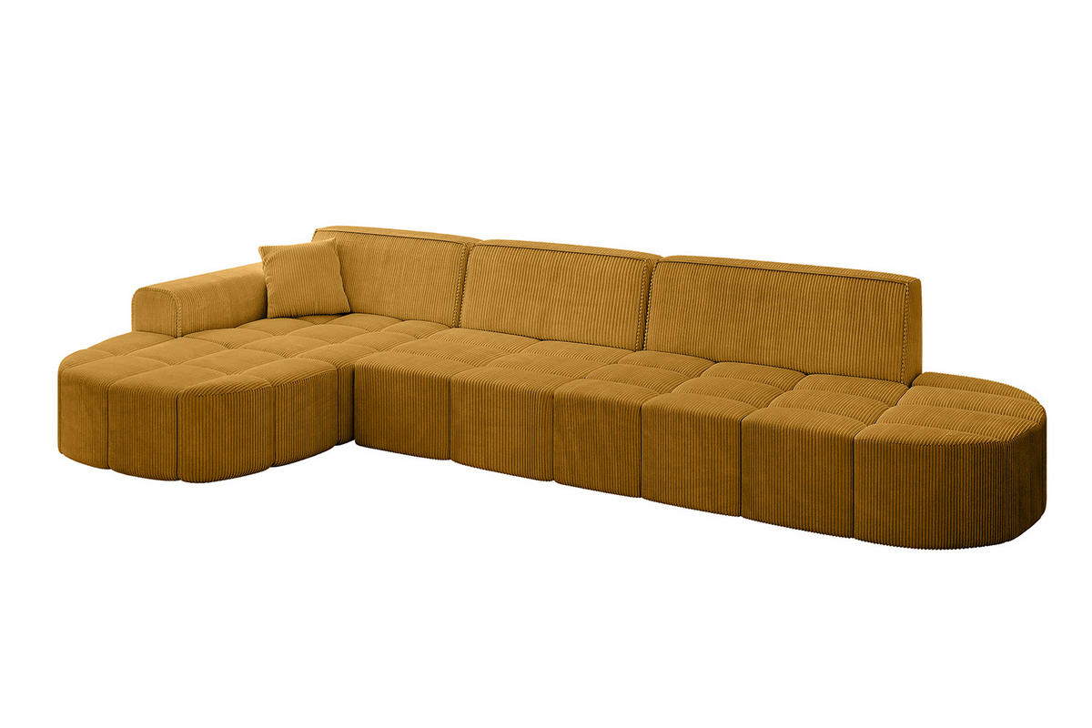 ECKSOFA Ottomane Links LIVO-L2 - 337x173x79,5 cm Senfgelb - Currygelb/Gelb, Holzwerkstoff/Textil (337/173cm) - ALTDECOR