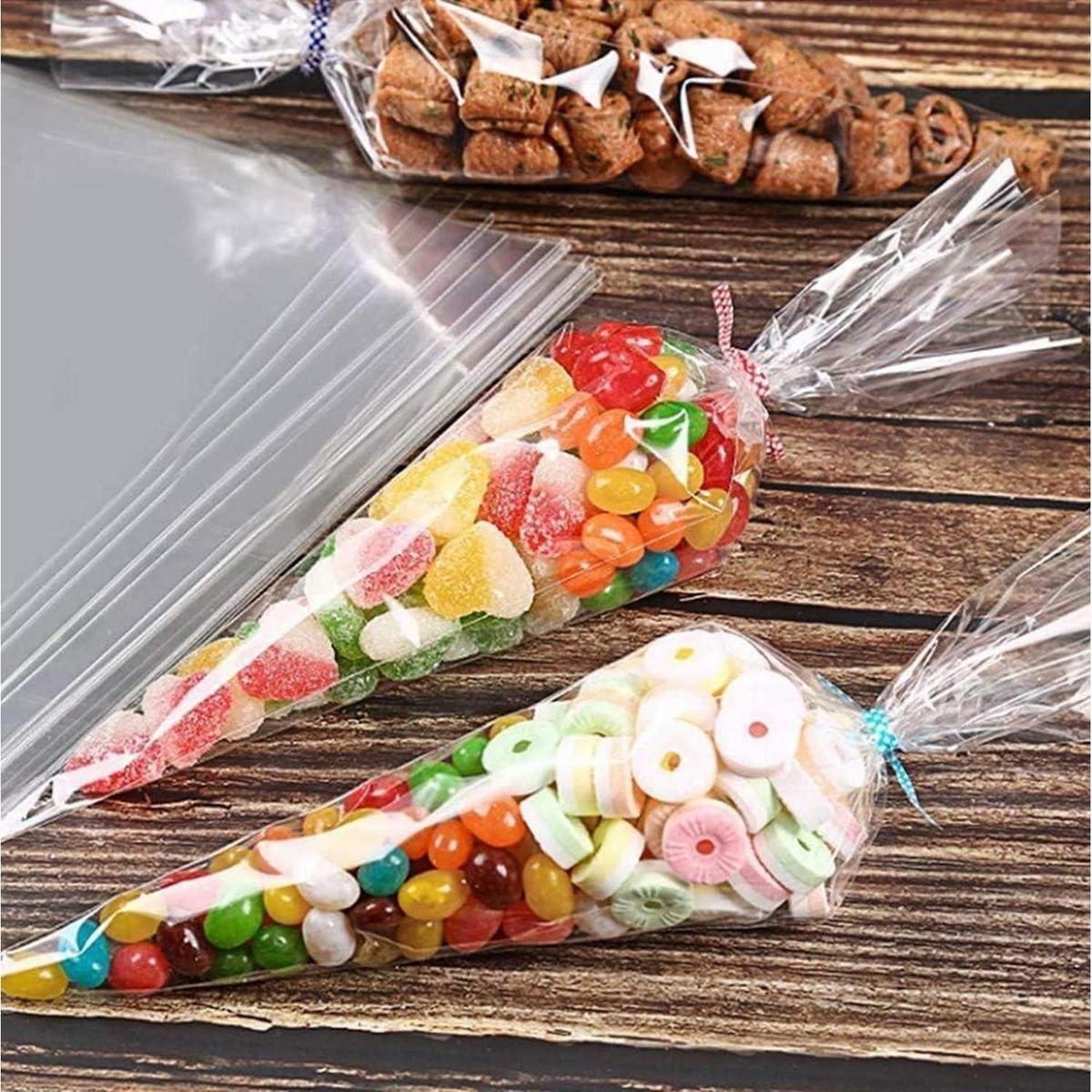 TÜTEN 300 Stück 13 x 25 cm transparent mit Bindebändern - Transparent, Kunststoff (13/25/25cm)