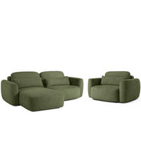 SITZGARNITUR ELOSA - Olivgrün, Holz/Textil (245/85/165cm) - KONSIMO®