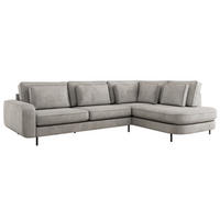 ROHOVÁ SEDAČKA CALENO L - Světle šedá Samet - Levá Strana - černá/světle šedá, kov/textil (317/225cm) - MKS