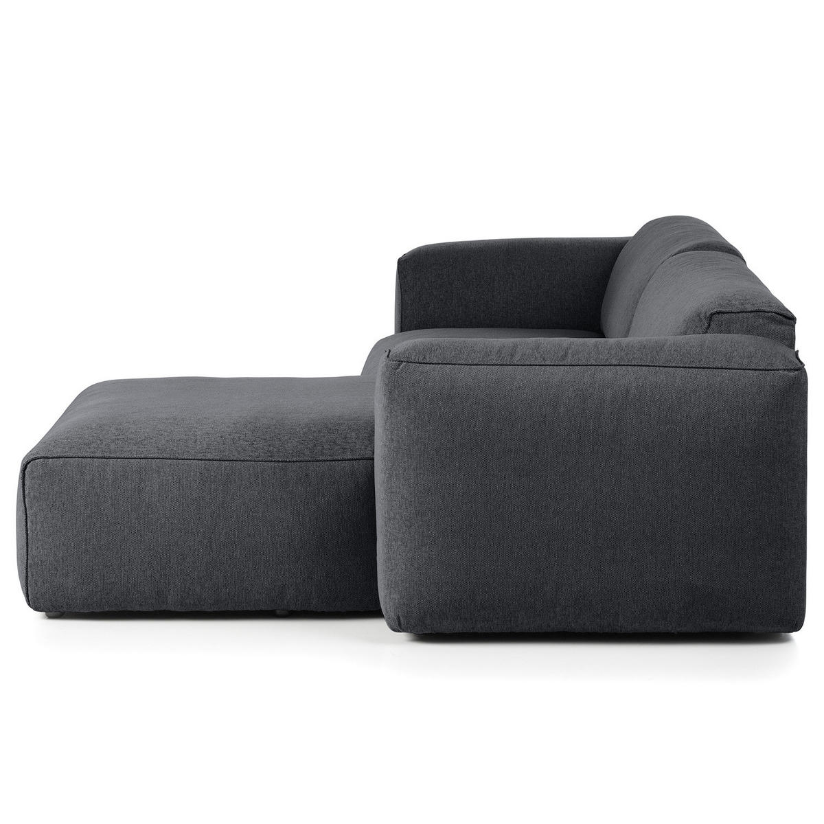 1,5-SITZER ECKSOFA mit Longchair - Schwarz/Grau, Kunststoff/Textil (260/173cm) - home24