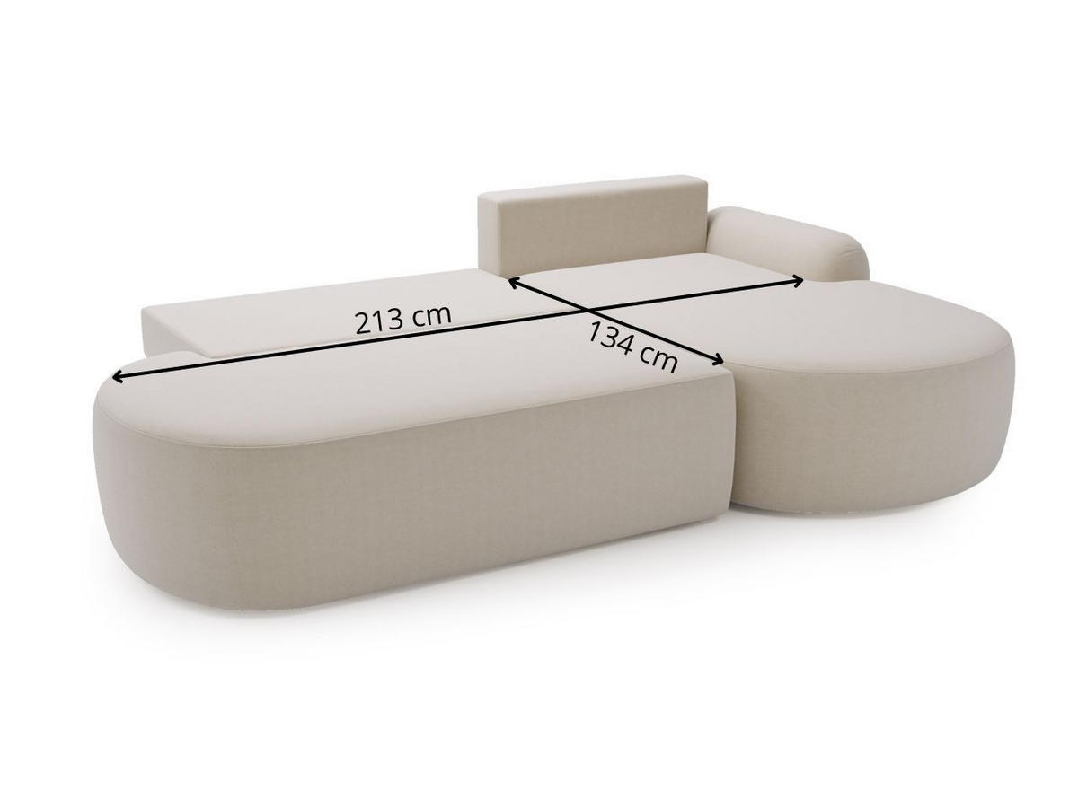 ECKSOFA Aurio O Bouclé-Stoff Creme Links - Creme, Holz/Textil (271/177cm) - Graingold