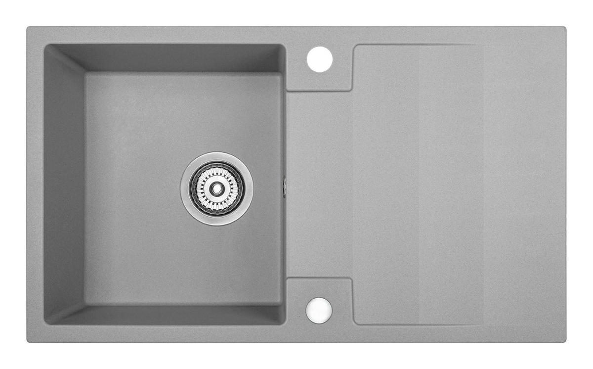 EINBAUSPÜLE RAB Grau, Einzelbecken, 44/76/17,5 cm - Grau, Stein (44/17.5/76cm) - bad land