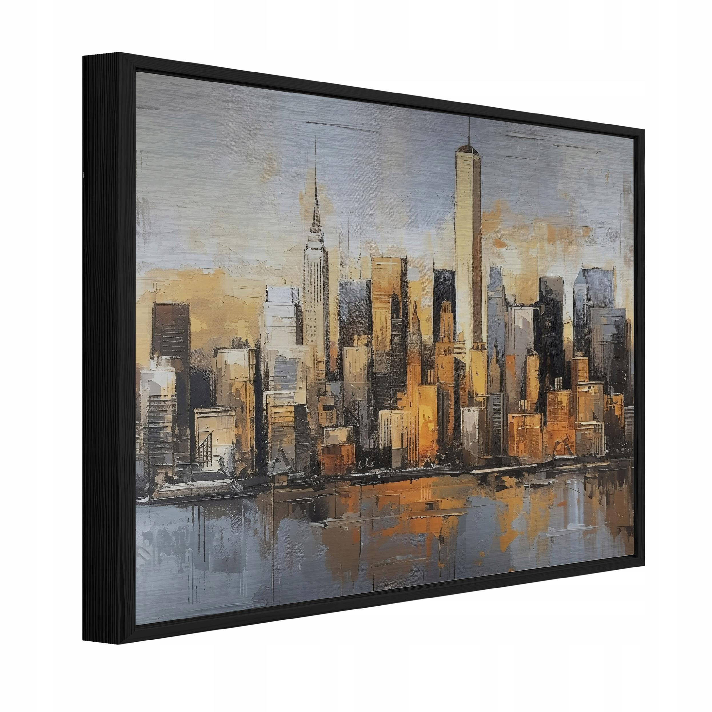 Wallarena ZARÁMOVANÉ obrazy panorama města oranžová 150x100 cm