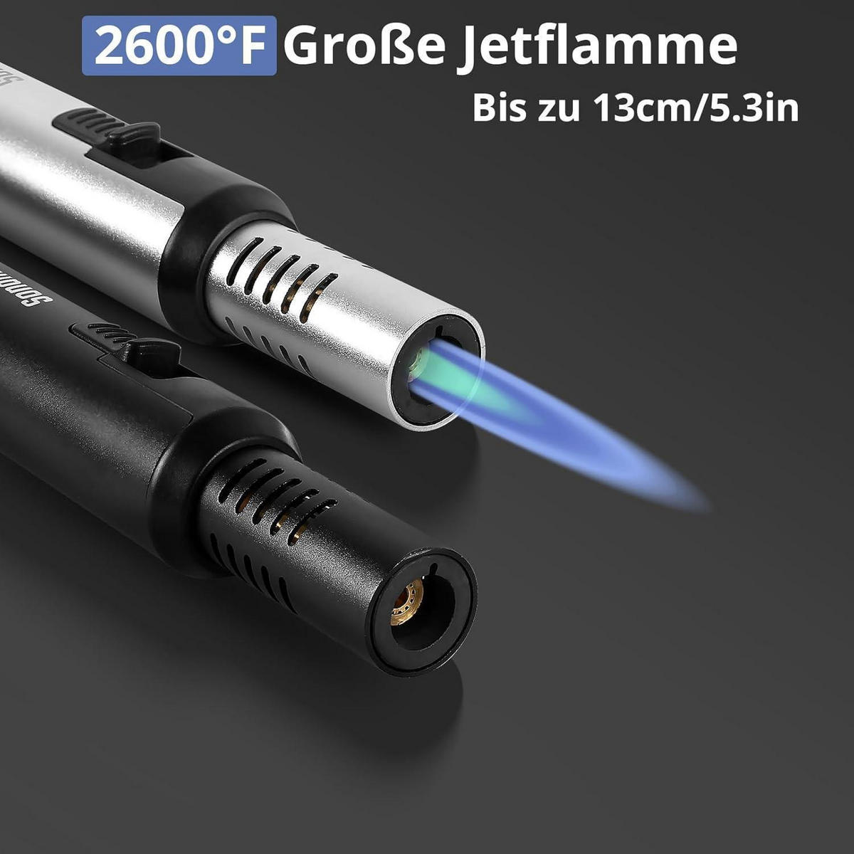 STABFEUERZEUG 2-teiliges Set nachfüllbar mit Sicherheitsschloss und einstellbarer Flamme - Multicolor, Metall (3.3/20.3/3.3cm)