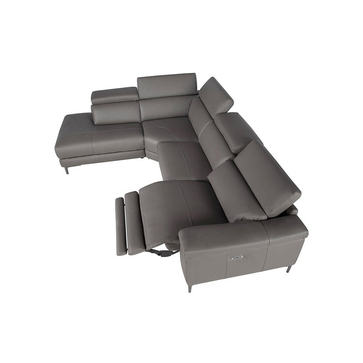 ECKSOFA Dunkelgrau Schwarz 295/232/97 cm - Dunkelgrau/Schwarz, Leder (295/232cm) - ANGEL CERDA
