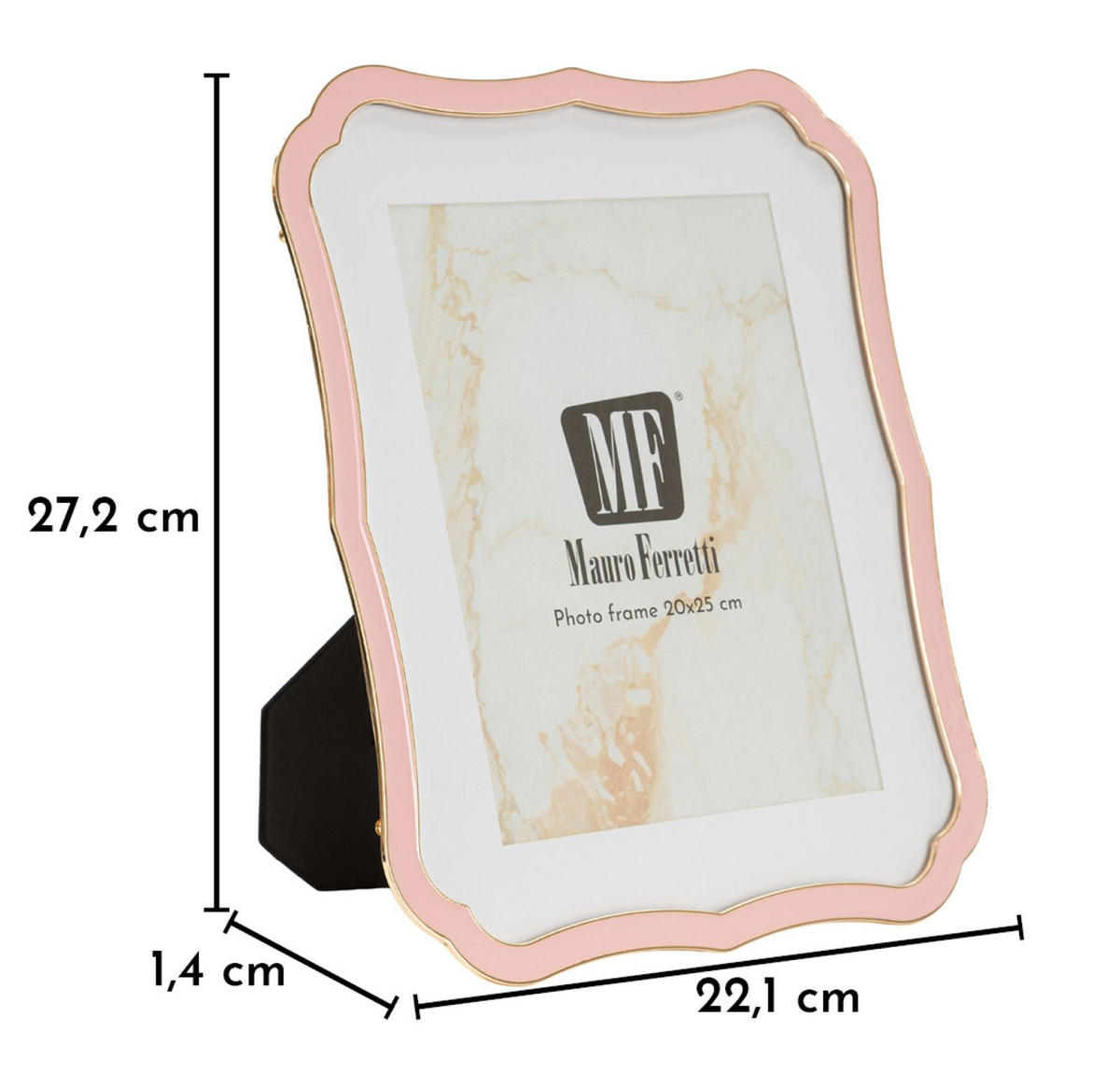BILDERRAHMEN Margot, Fotoformat 20 x 25 cm, rosa und goldfarben, Zink und Glas, Rahmen 22,1 x 1,4 x 27,2 cm - Pink/Goldfarben, Glas/Metall (22.1/27.2/1.4cm) - Mauro Ferretti