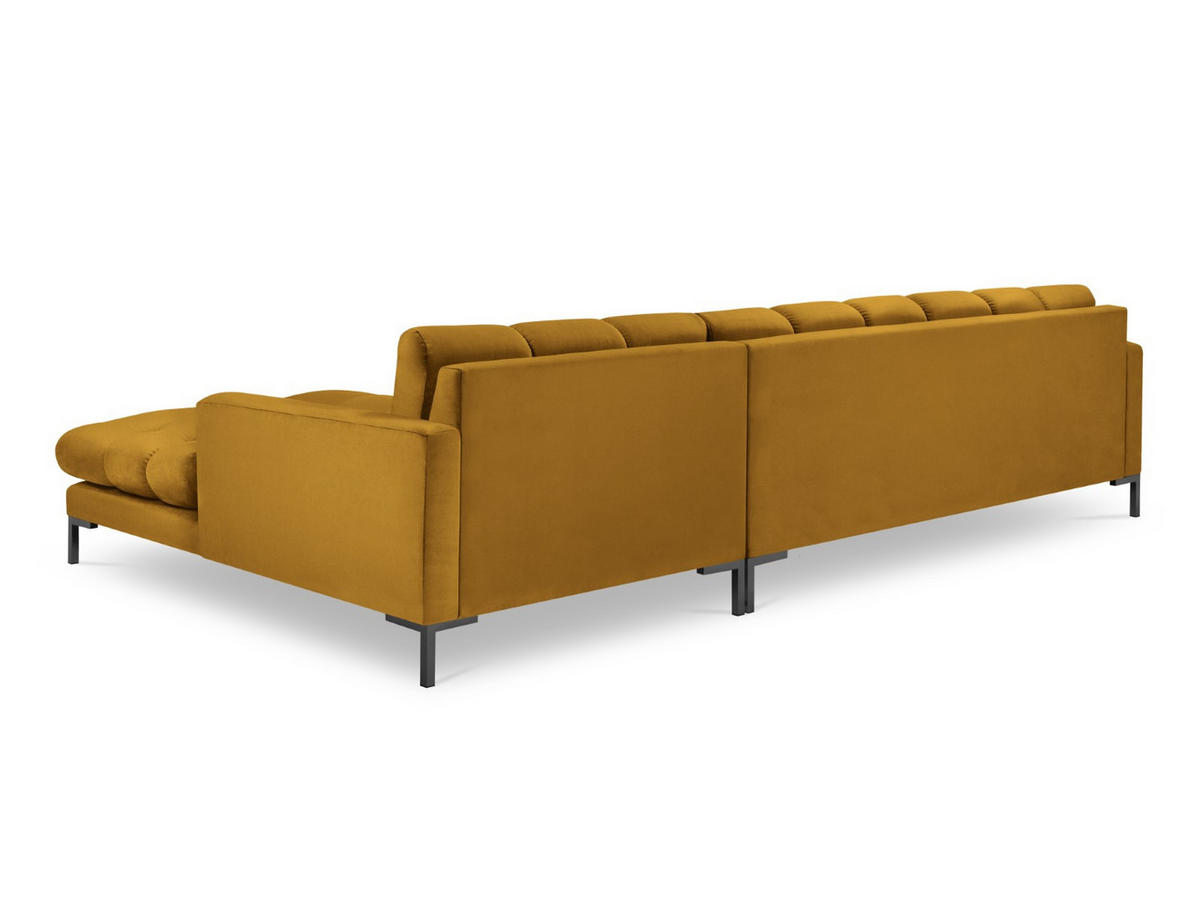 ECKSOFA rechts Mamaia aus Samt gelb 5 Sitzplätze - Gelb, Textil (185/293cm) - Micadoni