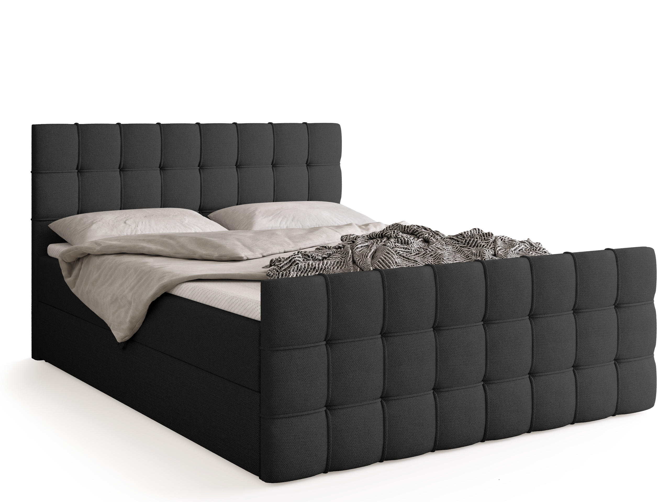 BOXBETT Detroit Duo mit Topper 140/200 Graphite - Graphitfarben, Textil (140/200cm) - Bromarkt